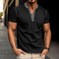 Fashion Short-sleeved Polo Shirt Summer Button V-neck T-shirt Tops Mens Clothing - Enfance-Heureuse