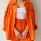 Texture Button Up Shirt and Drawstring Shorts Set - Enfance-Heureuse