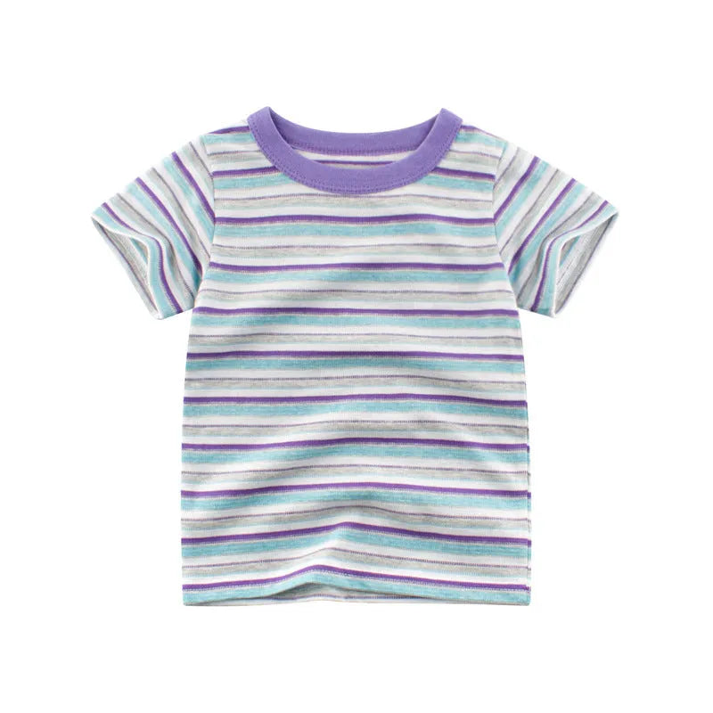 Garçons d'été À Manches Courtes Rayé T-Shirt - Enfance-Heureuse