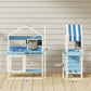 Wooden Mud Kitchen For Kids Outdoor With Sink, Faucet, Water Tank, Storage Shelves, Accessories For Boys And Girls, Blue