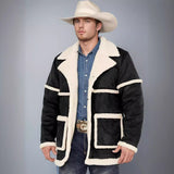 Gold Men's Fleece Jacket Coat Thickened British Style Lapel Fur - Enfance-Heureuse