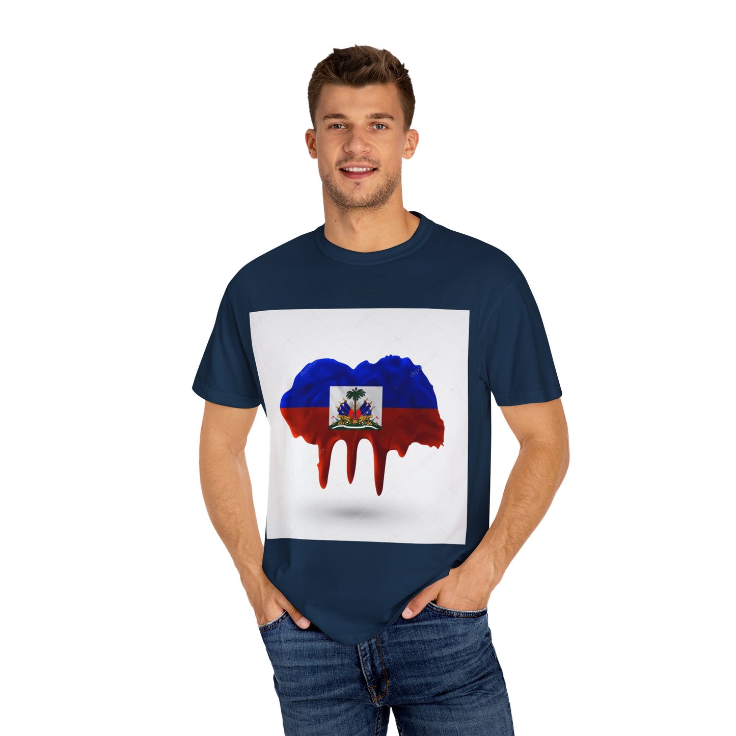 Haiti Flag Drip T-Shirt — Haitian Pride Graphic Tee