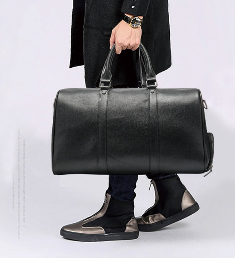 The first layer of leather leisure portable travel bag luggage bag with independent shoes single shoulder diagonal package - Enfance-Heureuse