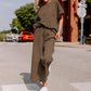 Solid Color Texture Casual Fashion Women's Wear Short-sleeved Trousers Two-piece Set - Enfance-Heureuse