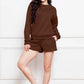 Round Neck Long Sleeve Sweatshirt and Drawstring Shorts Set - Enfance-Heureuse