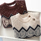 Boys and girls plus velvet thick retro knitted sweater - Enfance-Heureuse