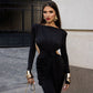 Women's Sexy Hot Girl Back Hollow-out Slim-fit Long Sleeve Dress - Enfance-Heureuse