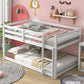 Twin Over Twin Floor Bunk Bed, White - Enfance-Heureuse