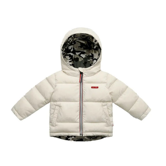 Les moyens et petits enfants portent des vestes d'hiver rembourrées à double face - Enfance-Heureuse