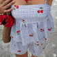 Floral Gingham Print Cami and Shorts Two-Piece Set - Enfance-Heureuse