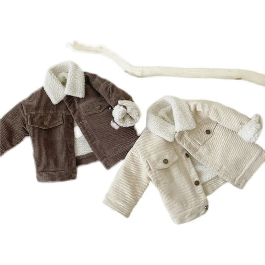 Children's Plush And Thickened Lamb Coat Corduroy Jacket - Enfance-Heureuse