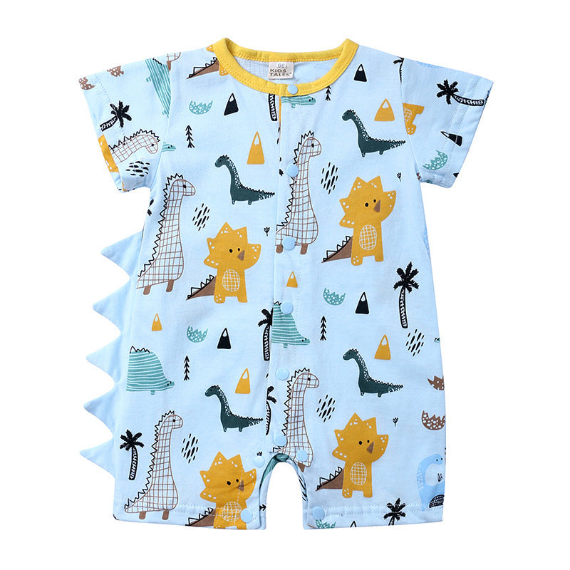 Baby Clothes One-piece Cartoon Dinosaur Short-sleeved Baby Romper - Enfance-Heureuse
