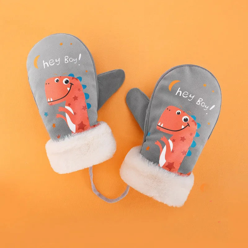 Garçons et Filles de Bande Dessinée Mignon Chaud et Velours Élève Lanière Mitaines - Enfance-Heureuse