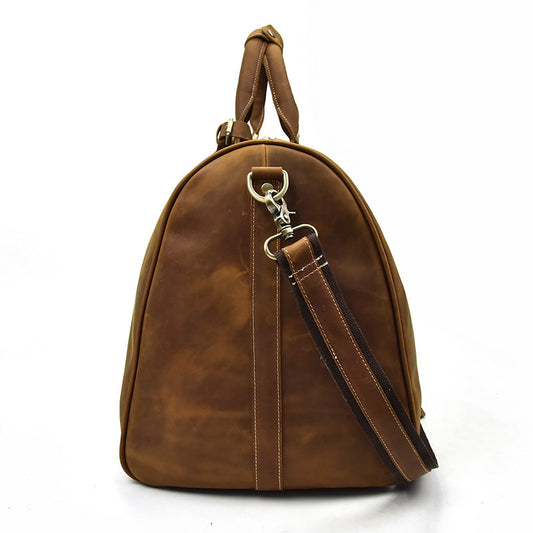 Top Layer Cowhide One-Shoulder Messenger Duffel Bag - Enfance-Heureuse