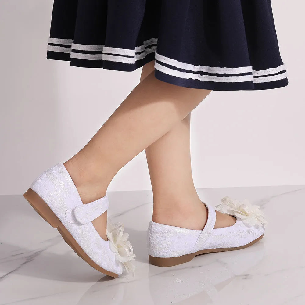 Filles Robe Chaussures Fleur Dentelle Princesse Chaussures