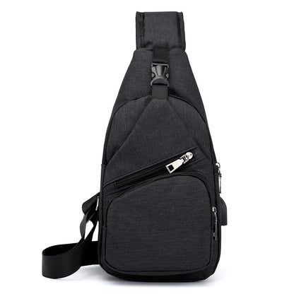 Mens Shoulder Bag Sling Chest Pack Canvas USB Charging Sports Crossbody Handbag Travel Knapsack Male Chestbags Mochila - Enfance-Heureuse