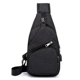 Mens Shoulder Bag Sling Chest Pack Canvas USB Charging Sports Crossbody Handbag Travel Knapsack Male Chestbags Mochila - Enfance-Heureuse