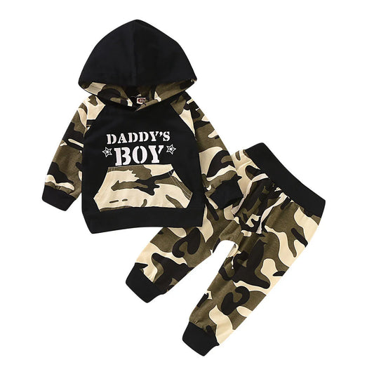 Garçons Deux-Pièce À Manches Longues Lettre Camouflage Chandail