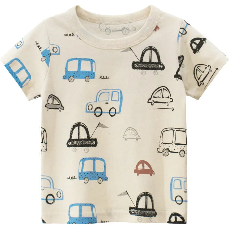 Children's Car Short-sleeved T-shirt - Enfance-Heureuse
