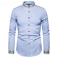 Gold Embroidery White Shirt Men Brand New Stand Collar Mens Dress Shirts Casual Slim Long Sleeve Chemise Homme Camisa Masculina - Enfance-Heureuse