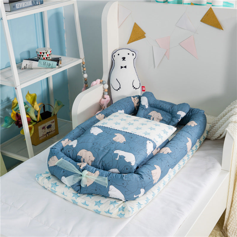 Crib Anti-pressure Newborn Foldable Portable Crib Middle Bed Baby Infant Mattress Bionic Travel Bed - Enfance-Heureuse