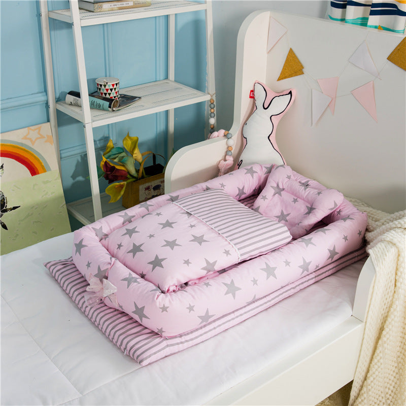 Crib Anti-pressure Newborn Foldable Portable Crib Middle Bed Baby Infant Mattress Bionic Travel Bed - Enfance-Heureuse