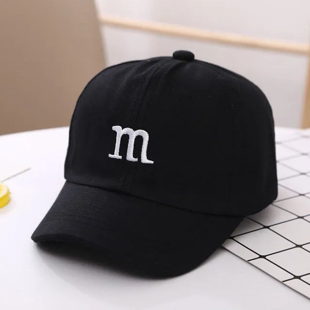 Baseball Cap Boy Letter M Embroidered Children's Cotton Spring and Autumn Hat Cap - Enfance-Heureuse