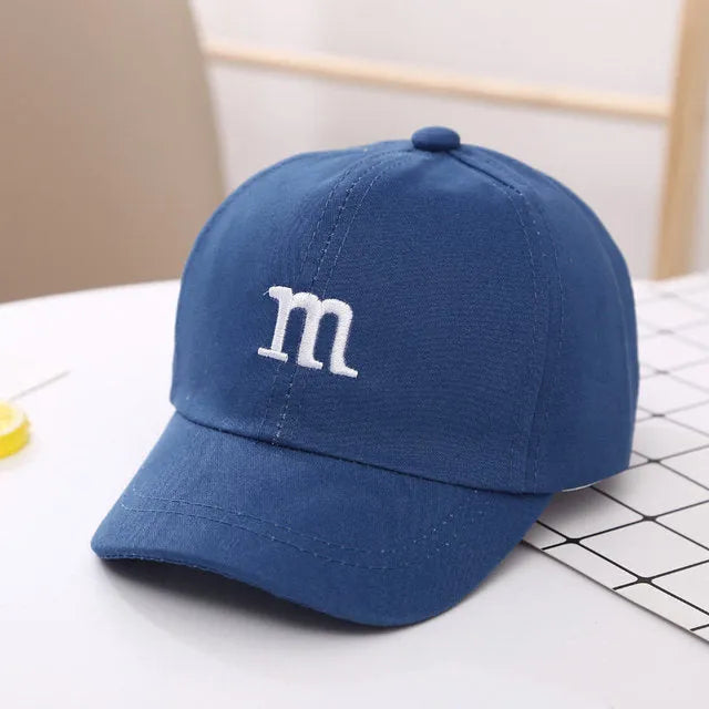 Baseball Cap Boy Letter M Embroidered Children's Cotton Spring and Autumn Hat Cap - Enfance-Heureuse