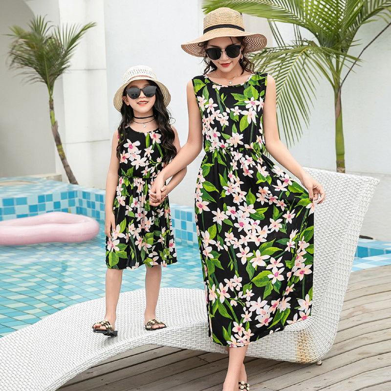 Mother And Daughter Vacation Beach Vest Long Skirt - Enfance-Heureuse