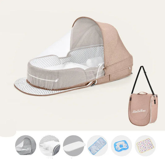 Lit bébé Multifonctionnel Nouveau-Né Pliage Nid Lit Bébé Portable Soleil Protection Moustique Infantile Net Camping Lit Lit Voyage - Enfance-Heureuse