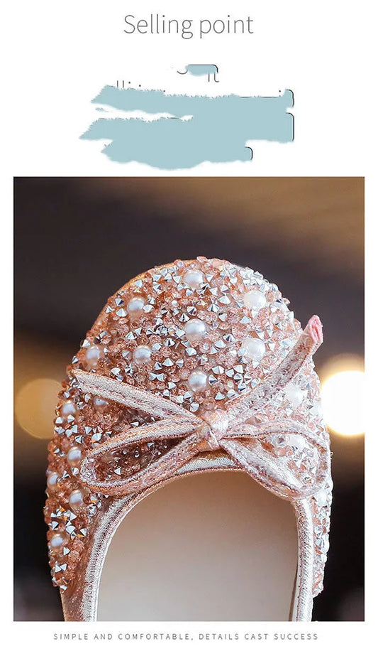 Chaussures en cuir à Semelle Souple Aisha Princesse Chaussures Enfants Cristal Chaussures Clignotant Bébé Chaussures - Enfance-Heureuse