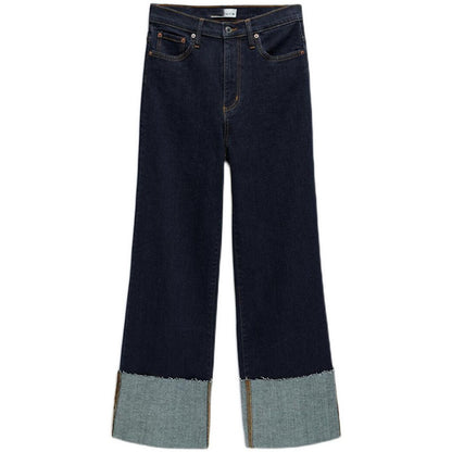 Casual High-rise Rolled-up Wide-leg Jeans - Enfance-Heureuse
