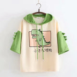 Dinosaur Print Color-Block Five-Point Sleeves - Enfance-Heureuse