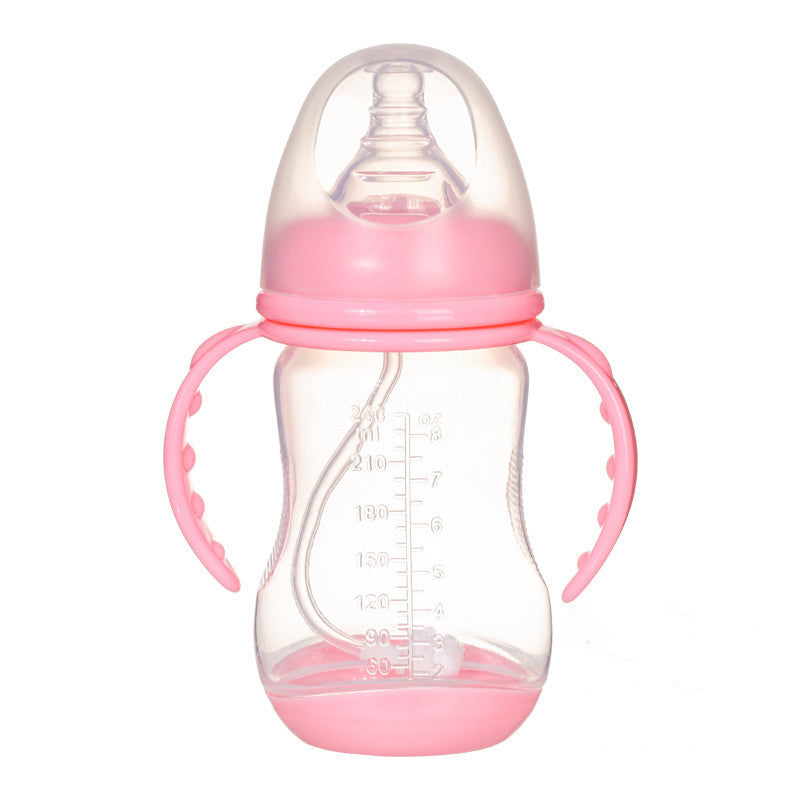 Wide Caliber PP Baby Bottle Anti-colic With Handle Straw Baby Feeding Bottle 180 240ML Optional Bulk - Enfance-Heureuse