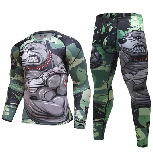 Mens Tracksuit Set D Animal Compression T-Shirt Pants Skin - Enfance-Heureuse