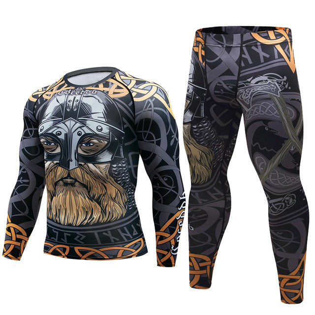 Mens Tracksuit Set D Animal Compression T-Shirt Pants Skin - Enfance-Heureuse