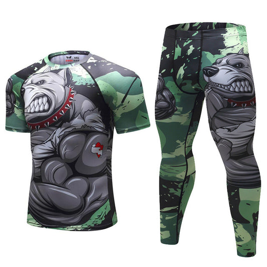 Mens Tracksuit Set D Animal Compression T-Shirt Pants Skin - Enfance-Heureuse