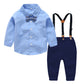 Boys Gentleman Bib Pant Suit Long Sleeve Bow Tie - Enfance-Heureuse