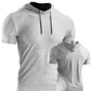 Mens Muscle Hooded Hoodies Short Sleeve T-shirt Sports GYM Slim Fit Tops Blouse - Enfance-Heureuse
