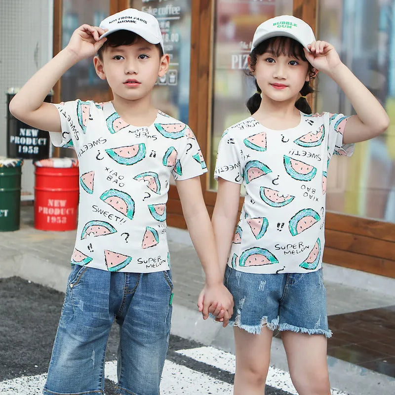 Cartoon Modal Kids Print Short Sleeve - Enfance-Heureuse