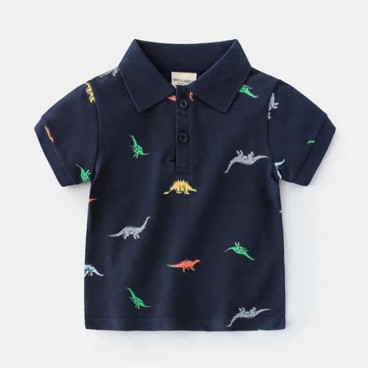 Boys Cartoon Short Sleeve Fashion Casual Trend Children's T-shirt Moisture Wicking Cotton Short Sleeve - Enfance-Heureuse