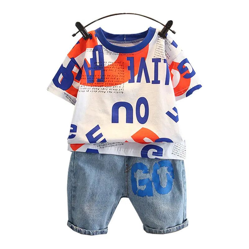 Été beau bébé été à manches courtes vêtements deux pièces costume