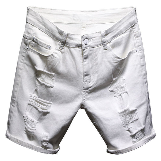 New Arrival Shorts Men Zipper Fly Casual Solid Cotton Summer Hole Elastic Thin Black Mens Homme Boardshorts Beach Regular - Enfance-Heureuse