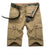Mens Outdoor Big Pockets Solid Color Knee Length Cargo Pants Casual Cotton Beach Shorts - Enfance-Heureuse