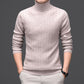Pure Wool Mens High Neck Warm Sweater Thick Striped Pullover Sweater - Enfance-Heureuse