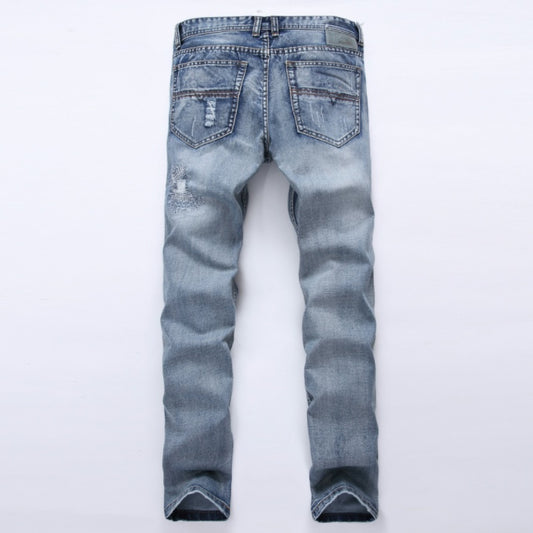 MCCKLE Fashion Brand Designer Mens Ripped Jeans Pants Light Blue Slim Fit Distressed Denim Joggers Male Plus Size Jean Trousers - Enfance-Heureuse