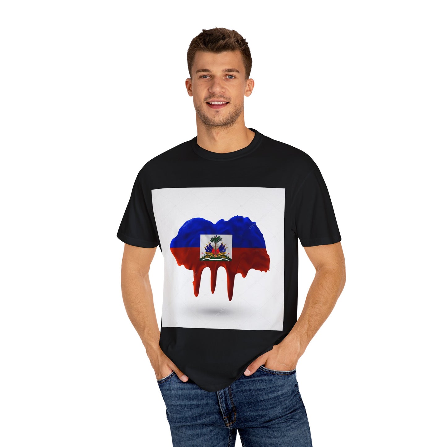 Haiti Flag Drip T-Shirt — Haitian Pride Graphic Tee