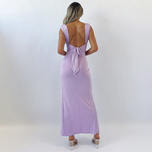 Slim Sleeveless Slit Dress With Back Tie Design Fashion Temperament Dresses For Women Clothing - Enfance-Heureuse
