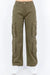 American Bazi Full Size Button Waist High Rise Cargo Pants Plus Size