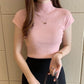 Women's Short-sleeved Sweater Inner Tight Sweater - Enfance-Heureuse
